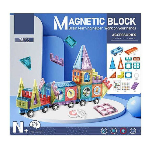 اسباب بازی کاشی های مغناطیسی 75 تکه چراغ دار