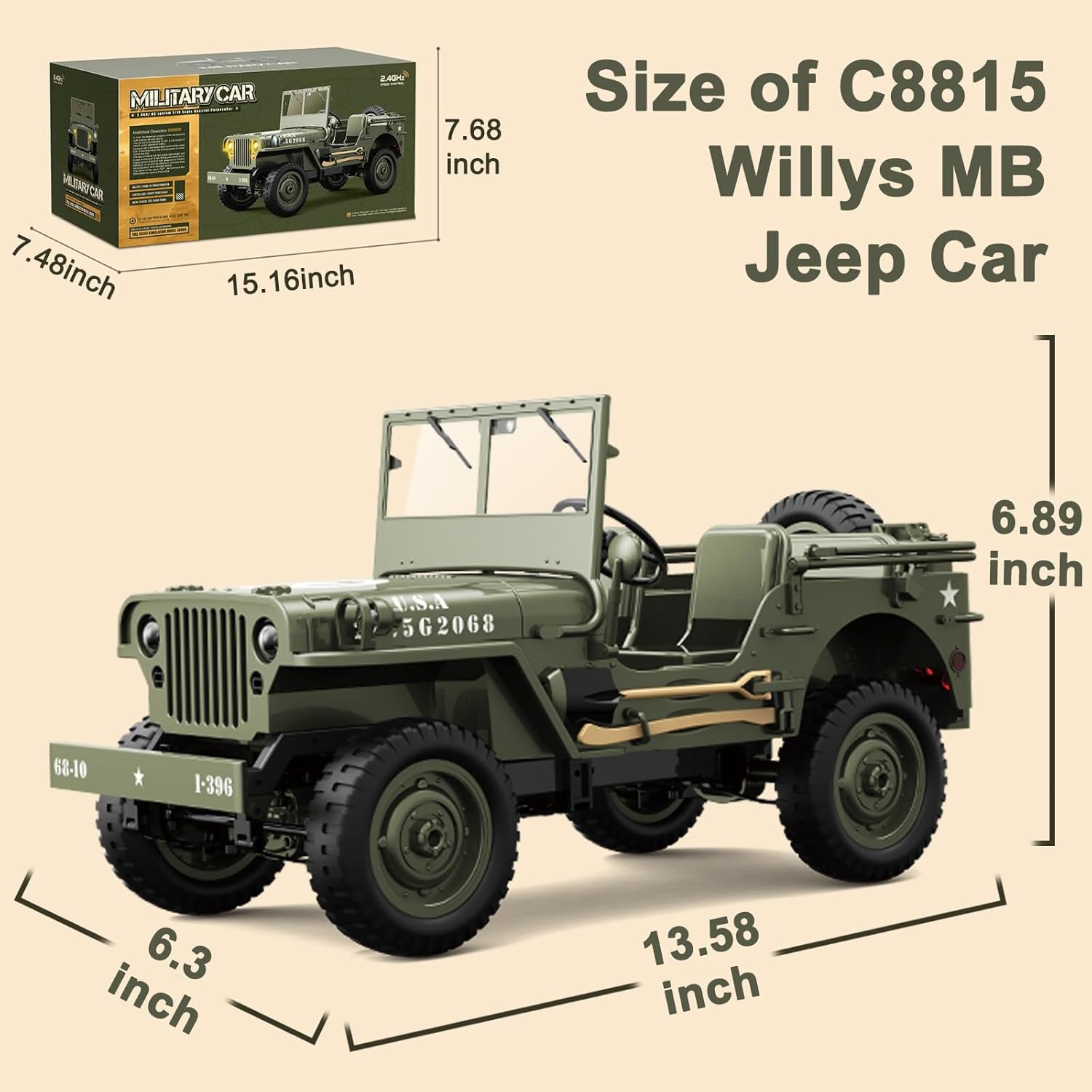 ماشین کنترلی جیپ ویلیز ارتشی مدل Military Jeep 8815