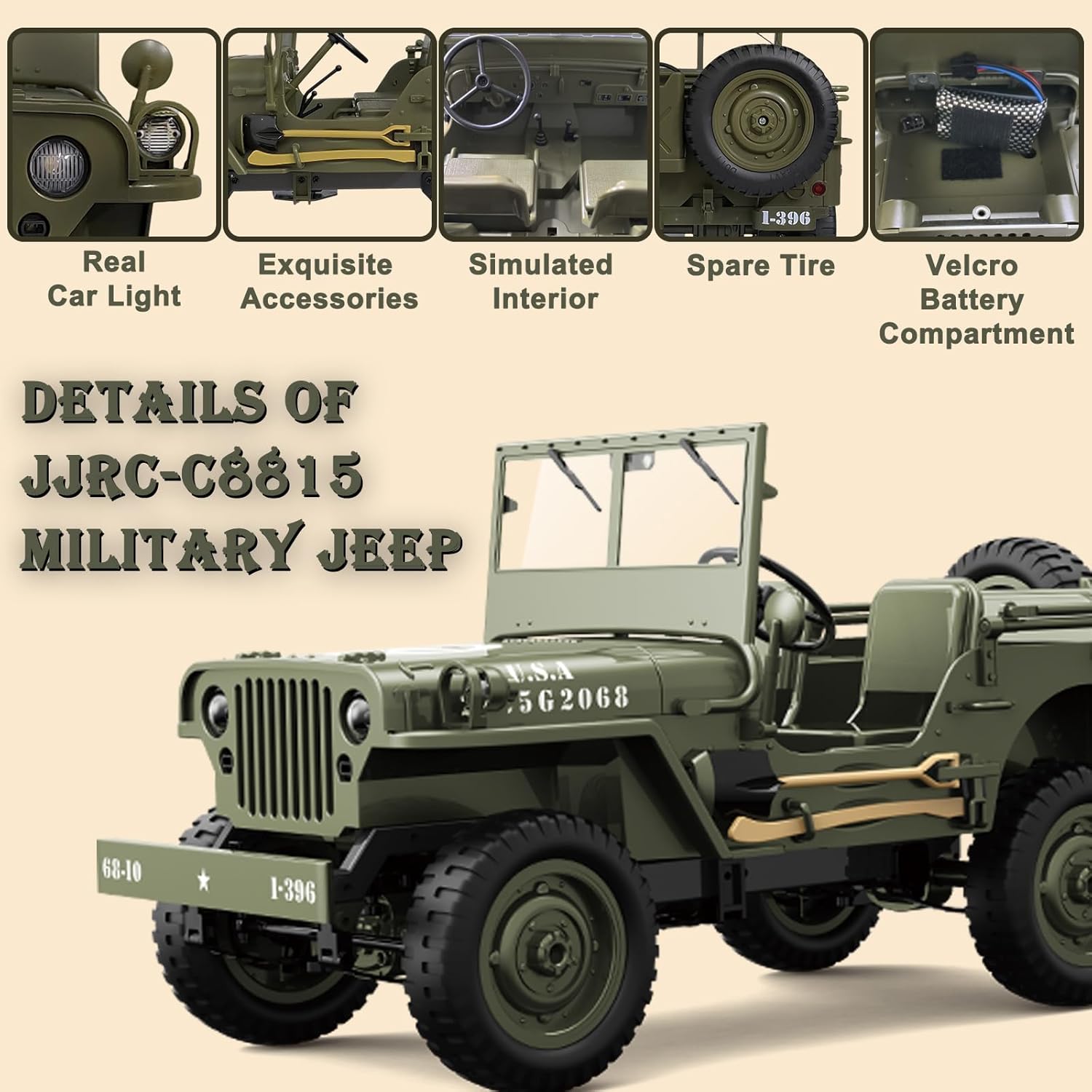 ماشین کنترلی جیپ ویلیز ارتشی مدل Military Jeep 8815