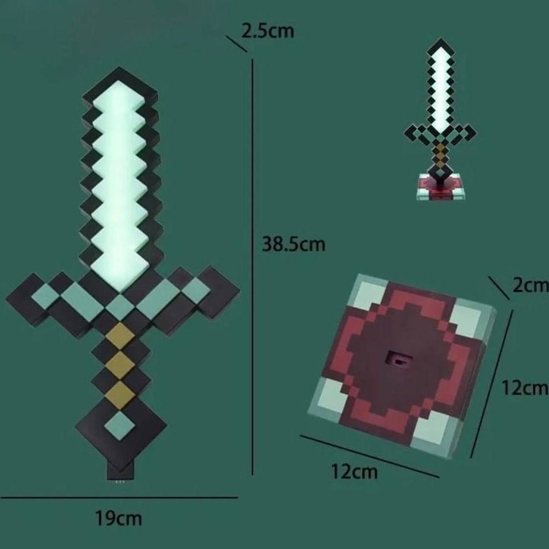 شمشیر ماینکرافت چراغدار شارژی پایه دار