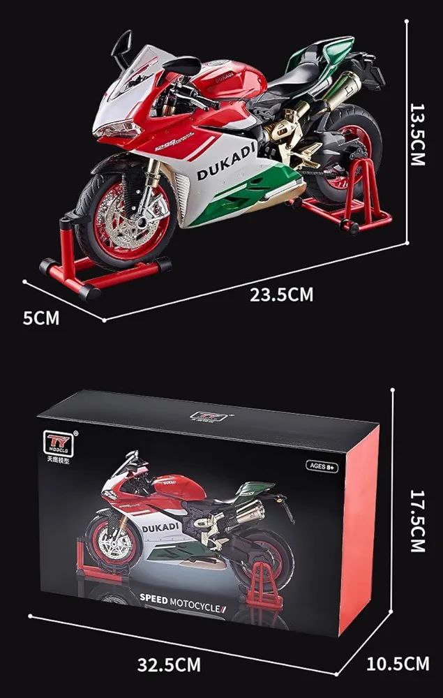 ماکت موتور دوکاتی استارتی و دودزا همراه با کاسکت مدل DUCATI 8678