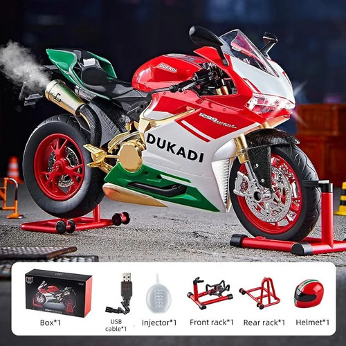ماکت موتور دوکاتی استارتی و دودزا همراه با کاسکت مدل DUCATI 8678