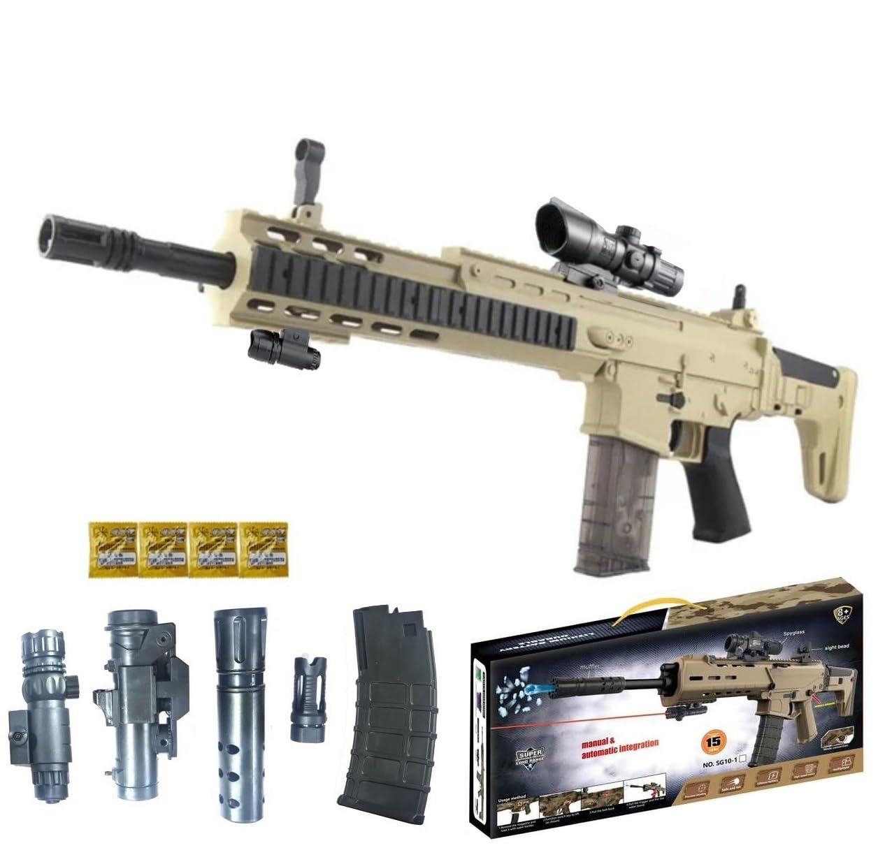 تفنگ رگباری شارژی تیر ژله ای و تک تیر اسکار مدل Scar SG10