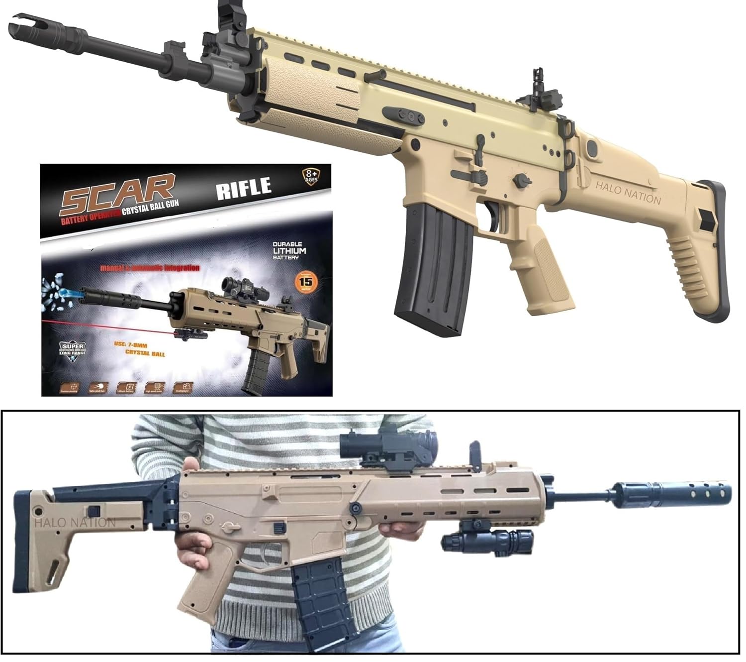 تفنگ رگباری شارژی تیر ژله ای و تک تیر اسکار مدل Scar SG10