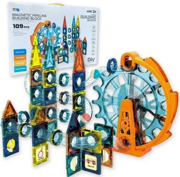 اسباب بازی کاشی های مغناطیسی 109 تکه چرخ و فلک دار