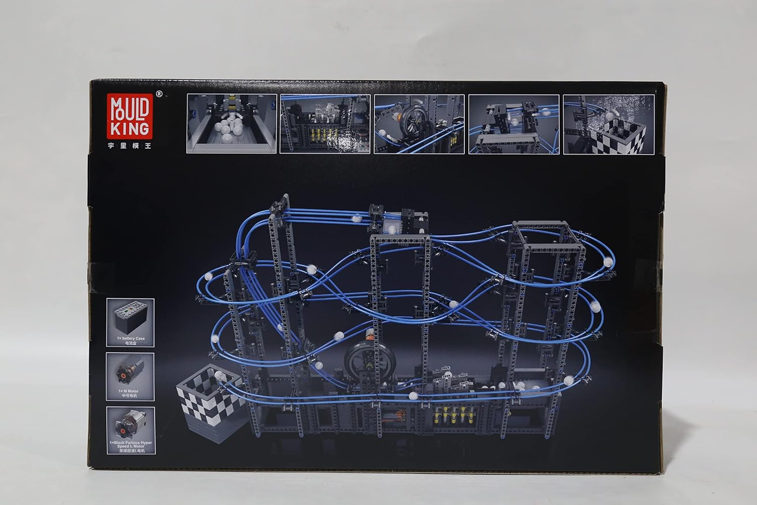 لگو کیت ساخت ترن هوایی مسابقه توپ موتوردار مولدکینگ 2438 قطعه مدل Mouldking Marble Run 26002