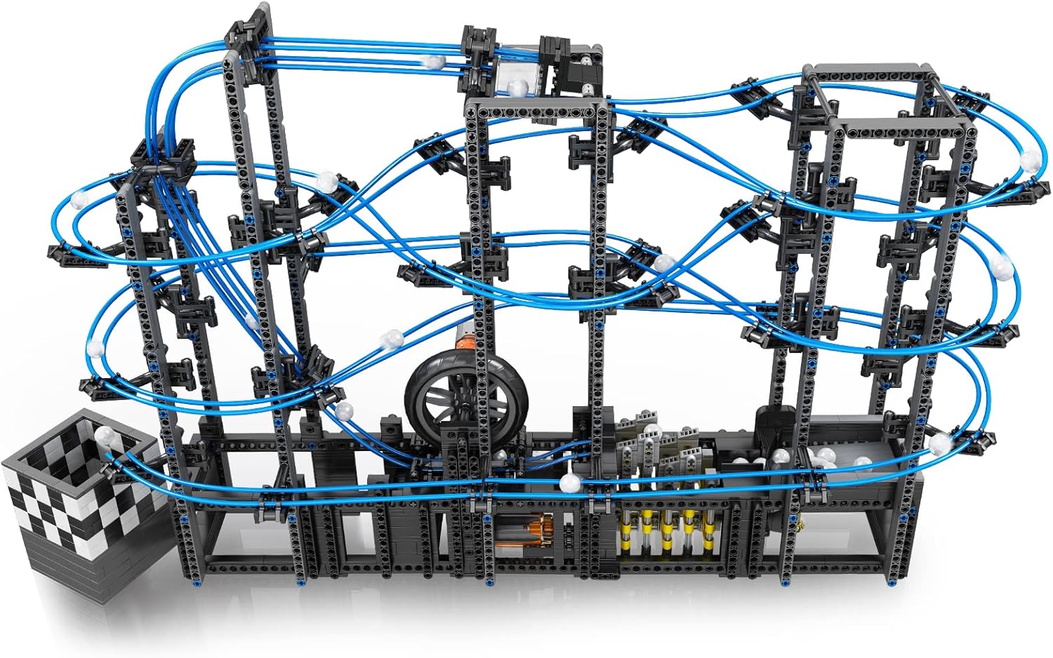 لگو کیت ساخت ترن هوایی مسابقه توپ موتوردار مولدکینگ 2438 قطعه مدل Mouldking Marble Run 26002