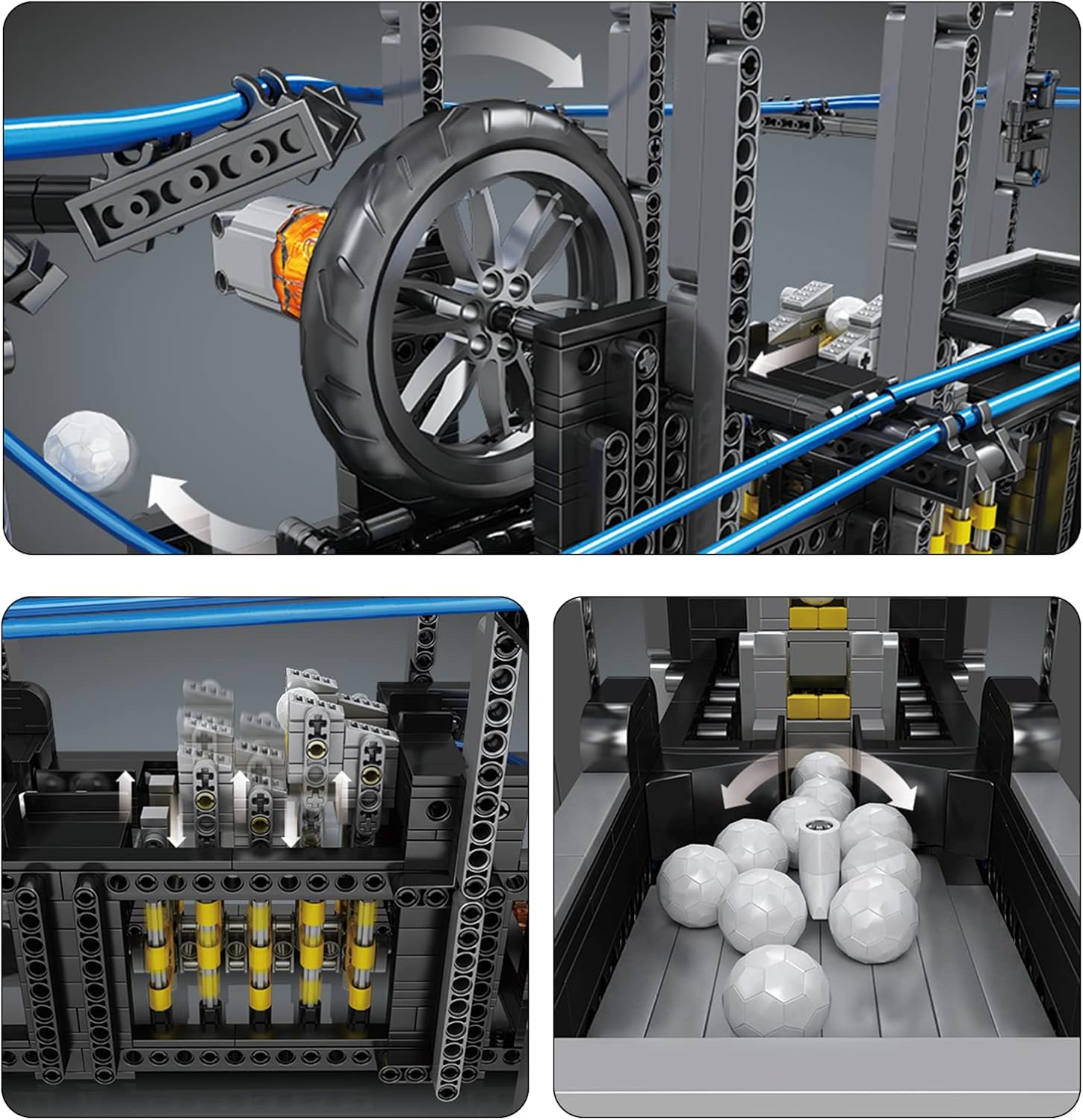 لگو کیت ساخت ترن هوایی مسابقه توپ موتوردار مولدکینگ 2438 قطعه مدل Mouldking Marble Run 26002