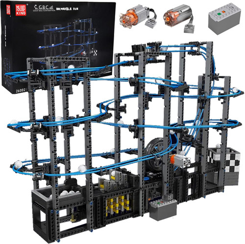 لگو کیت ساخت ترن هوایی مسابقه توپ موتوردار مولدکینگ 2438 قطعه مدل Mouldking Marble Run 26002