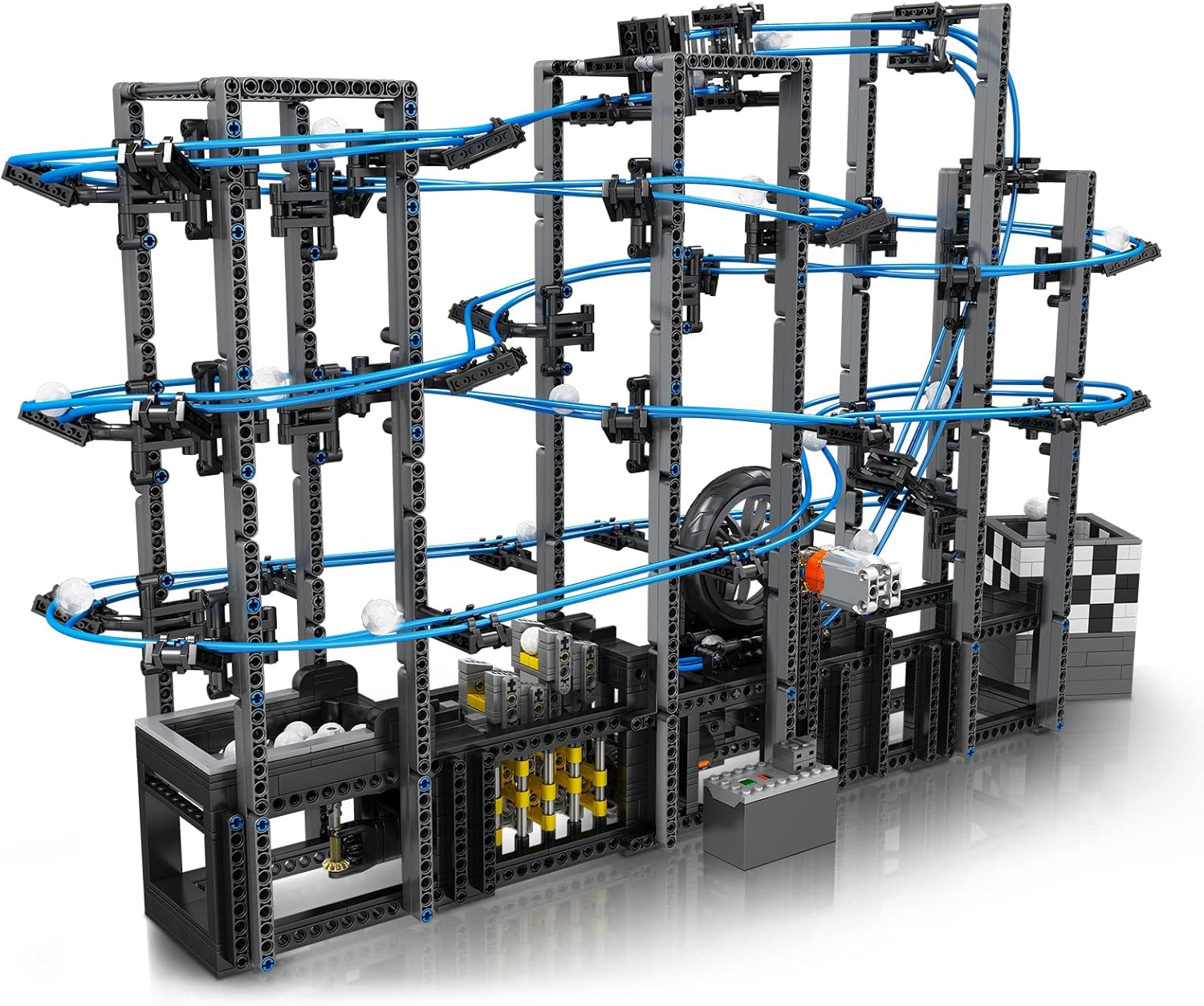 لگو کیت ساخت ترن هوایی مسابقه توپ موتوردار مولدکینگ 2438 قطعه مدل Mouldking Marble Run 26002