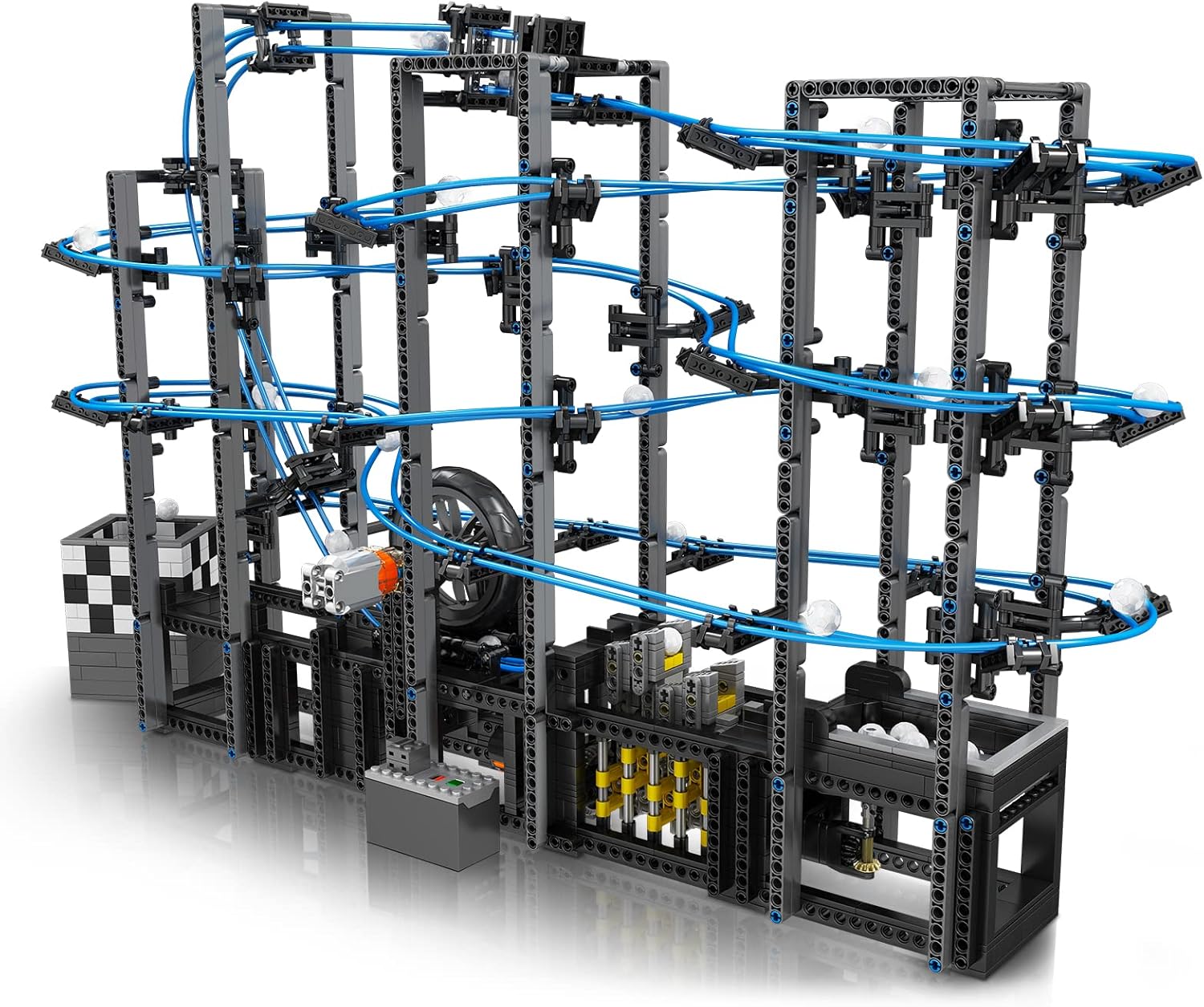 لگو کیت ساخت ترن هوایی مسابقه توپ موتوردار مولدکینگ 2438 قطعه مدل Mouldking Marble Run 26002