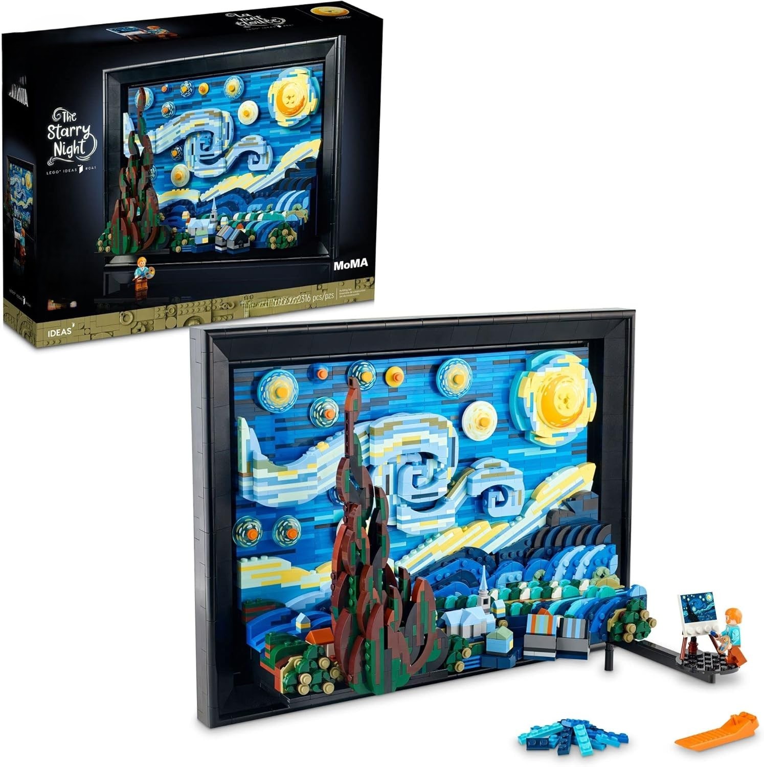 لگو تابلو نقاشی شب پر ستاره ونگوگ 2316 قطعه مدل The Starry Night Vincent van Gogh 9907