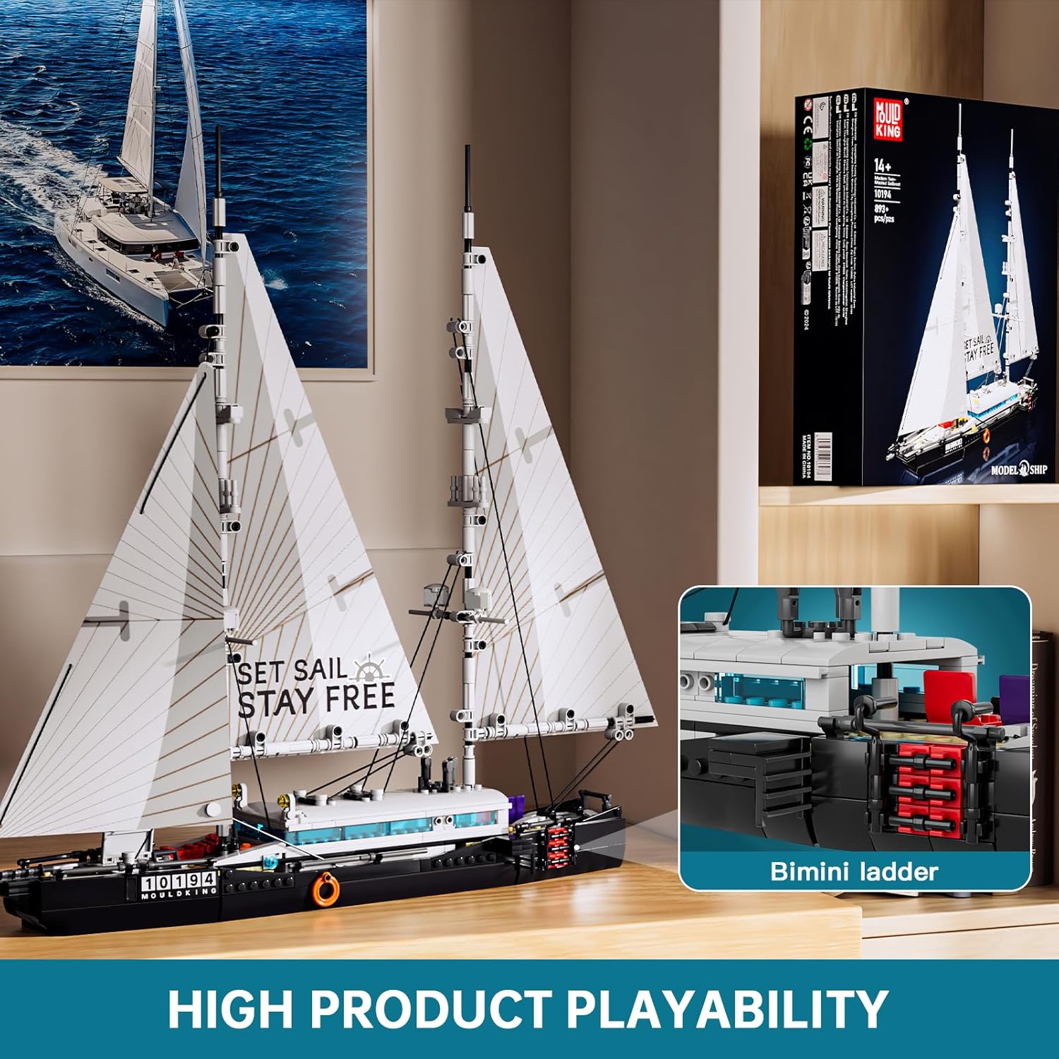 لگو قایق تفریحی بادبان دار 893 قطعه مولدکینگ مدل Mouldking 10194
