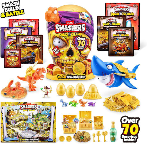 سوپرایز اسمشرز کله اسکلت طلایی 70 سوپرایزی مدل Zuru Smashers Dino Island Gold Tre 74123