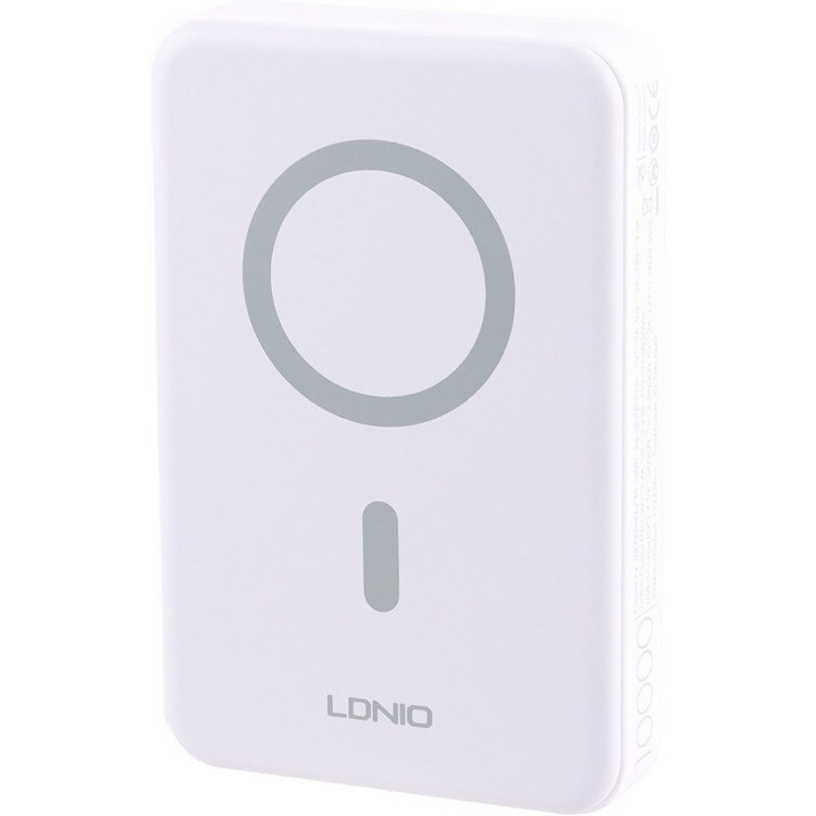 پاوربانک مگ سیف دار 10 هزار میلی آمپر با توان 22.5 وات الدینیو مدل LDNIO 10000mAh 22.5W Magnetic Wireless Power Bank