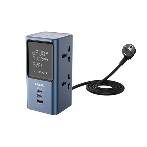 تقسیم برق چندکاره 2500 وات نمایشگر دار الدینیو مدل LDNIO Power Socket 2500W