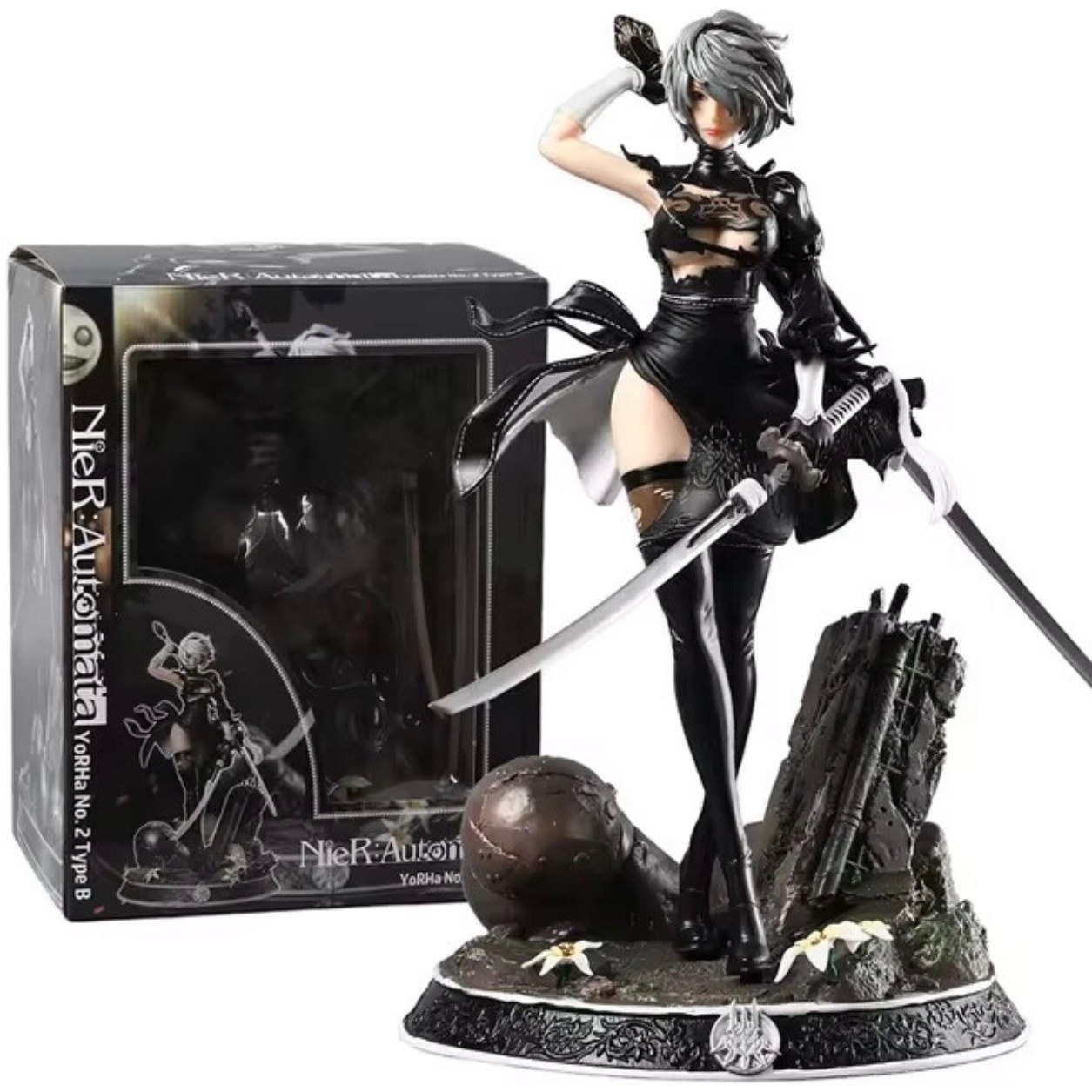 فیگور 2B همراه سر اضافه بازی نیر اتوماتا مدل Nier Automata 2B
