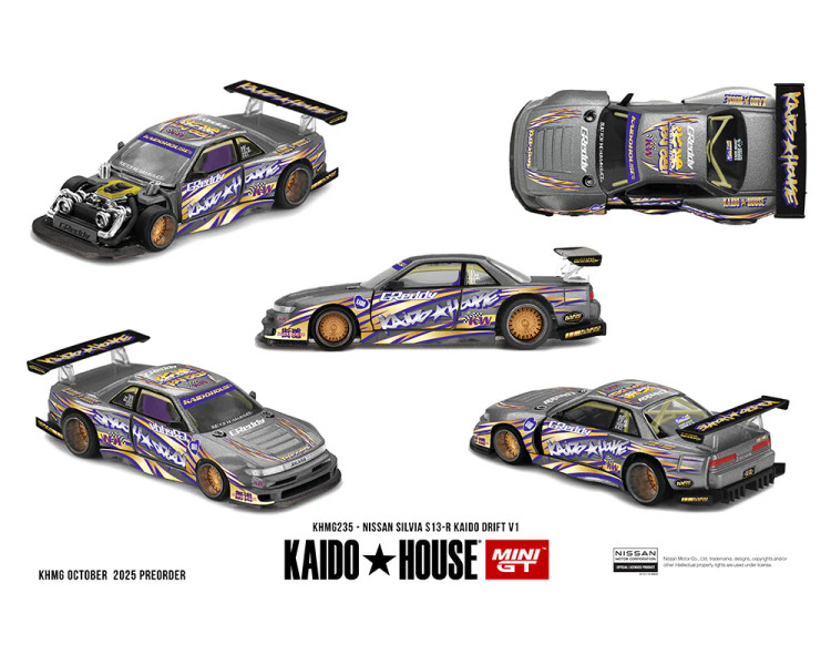 ماکت تمام فلز نیسان سیلویا نسخه محدود کایدو هوس مینی جیتی مقیاس 1/64 مدل Kaido House x Mini GT Limited Edition Nissan Silvia S13 Kaido Drift V1