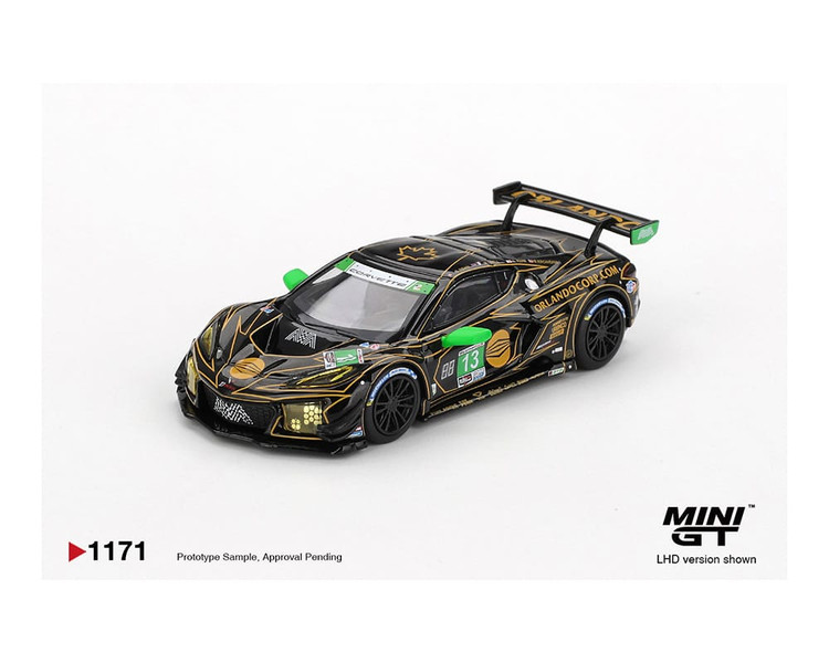 ماکت فلزی شورولت کوروت مسابقات دیتونا شماره 13 مینی جی تی مقیاس 1/64 مدل Mini GT Chevrolet Corvette Z06 GT3.R 2025 #13 IMSA Daytona 1/64