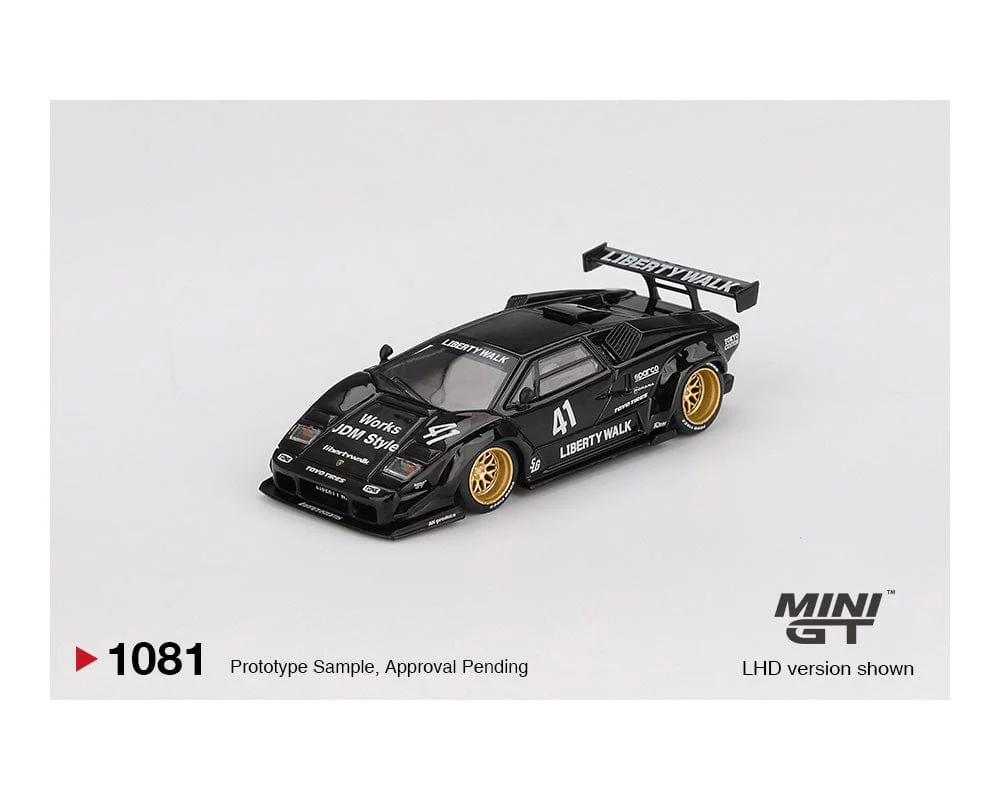 ماکت فلزی لامبورگینی کونتاش لیبریتی واک مشکی مینی جی تی مقیاس 1/64 مدل Mini GT Lamborghini Countach LB-Works LBWK Liberty Walk 1/64