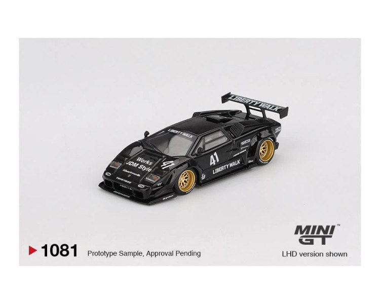 ماکت فلزی لامبورگینی کونتاش لیبریتی واک مشکی مینی جی تی مقیاس 1/64 مدل Mini GT Lamborghini Countach LB-Works LBWK Liberty Walk 1/64