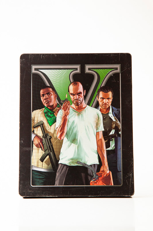 استیل بوک همراه دیسک بازی جی تی ای پنج برای Ps3 مدل Grand Theft Auto V Steelbook Ps3