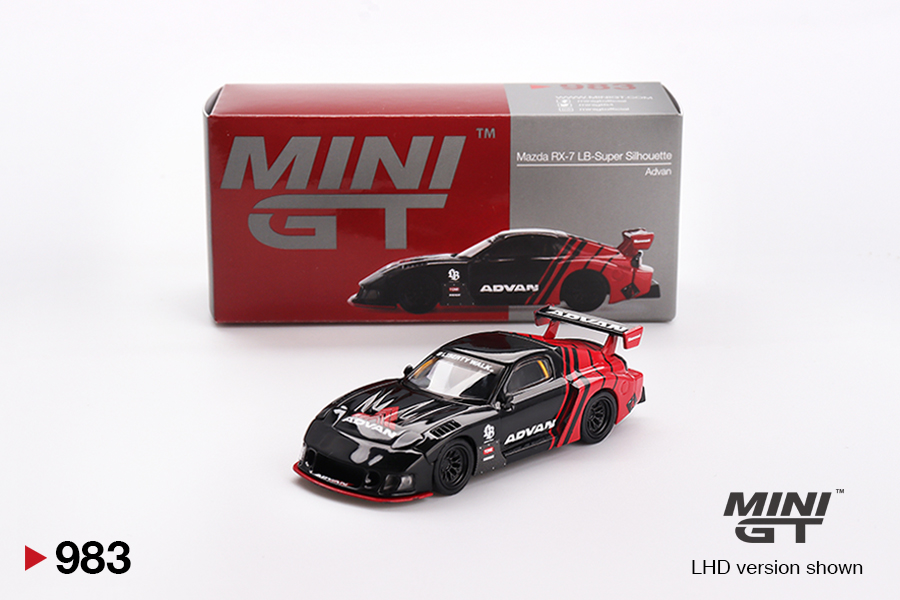 ماکت فلزی مزدا آر ایکس هفت لیبریتی واک ادوان مینی جی تی مقیاس 1/64 مدل Mazda RX-7 LB-Super Silhouette Advan