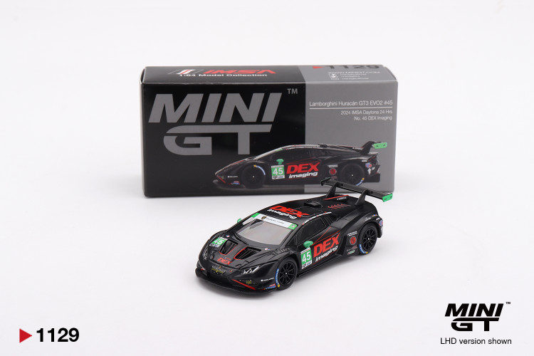 ماکت فلزی لامبورگینی هوراکان جی تی لمانز شماره 45 جی تی مقیاس 1/64 مدل Lamborghini Huracán GT3 EVO2 #45 No. 45 DEX Imaging 2024 IMSA Daytona 24 Hrs